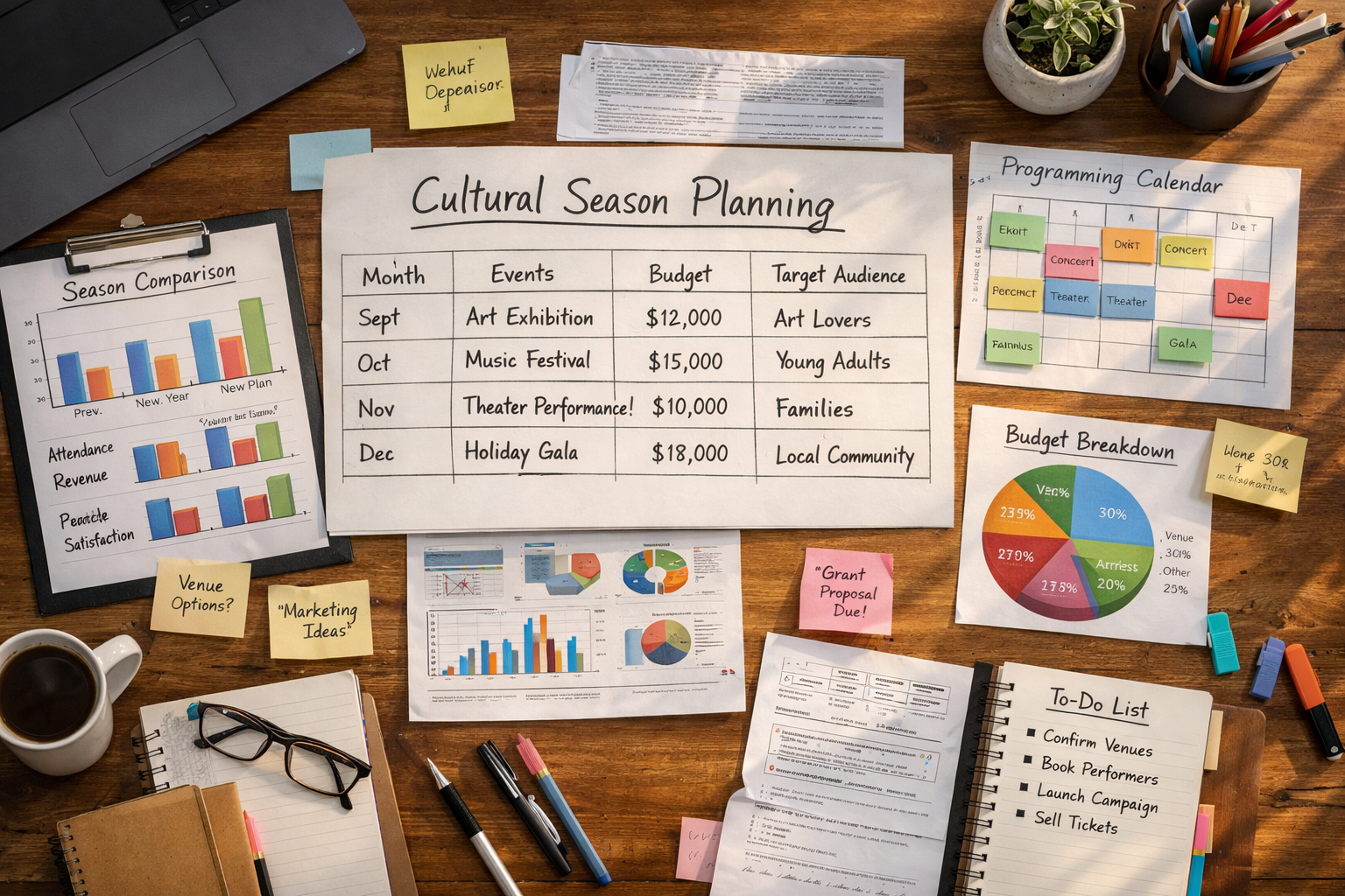 Planowanie sezonu kulturalnego — tabele i porównania